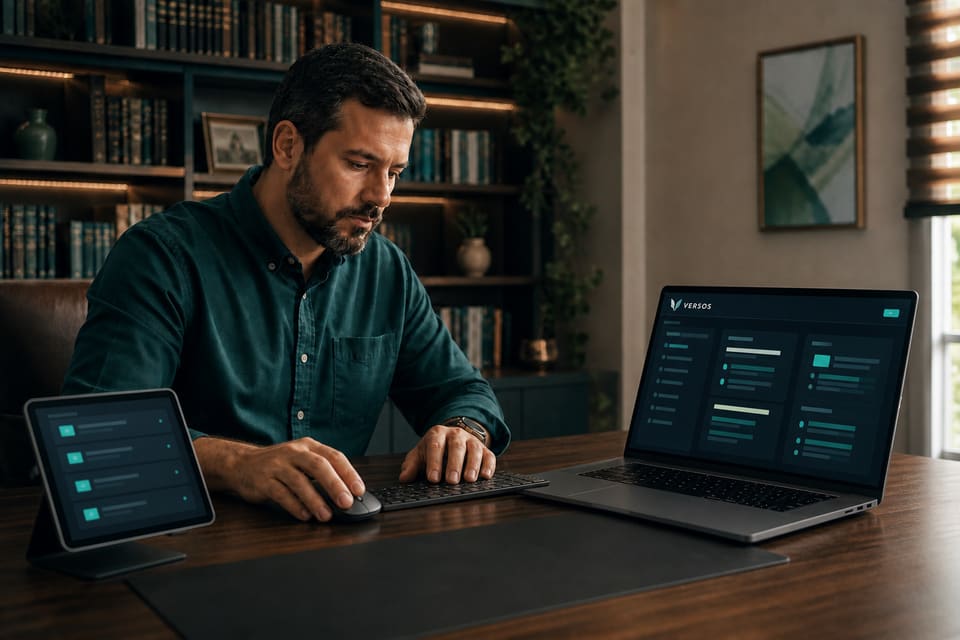 Pastor estruturando uma mensagem digitalmente no Versos