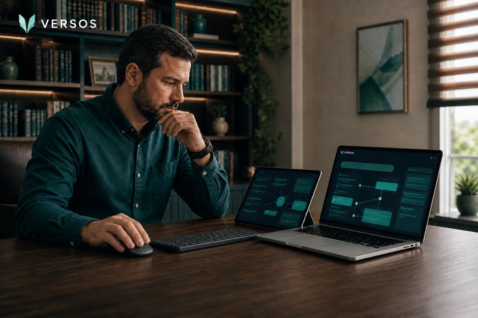 Pastor pesquisando digitalmente no sistema Versos