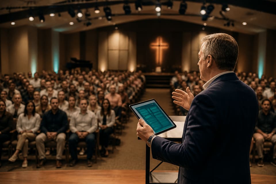 Pastor pregando com apoio do modo púlpito Versos