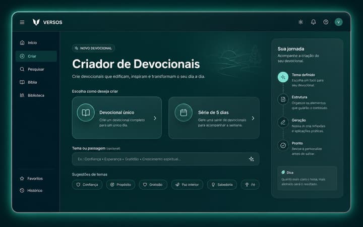 Mockup do VERSOS para criar devocionais em série